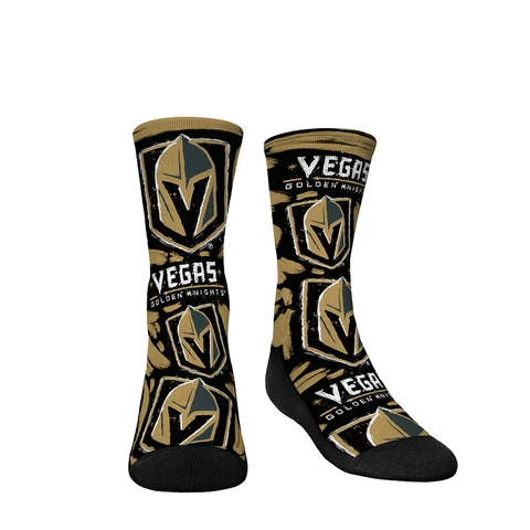Youth Rock Em Socks Vegas Golden Knights Allover Logo & Paint Crew Socks Cover