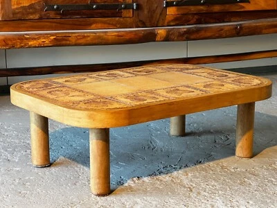 Rare table basse Roger Capron à décor d'animaux 1960 - Photo 1/4