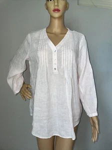 Sigrid Olsen Sz Med 100% Linen Blouse Top 3/4 Sleeves V-Neck Blush NWT - Picture 1 of 5