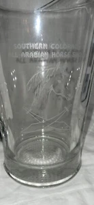 Large Vintage Glass Beer Pitcher Southern Colorado All Arabian Horse Show Etched - Picture 1 of 8