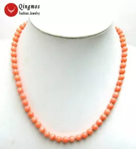 Collana corallo rosa naturale tondo 6-7 mm per donna girocollo 17'' gioielli nec4107 - Foto 1 di 3