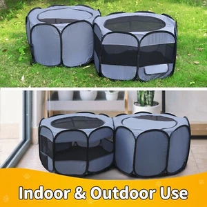 EighteenTek 2 Rooms Pet Dog Cat Playpen Cage Fence Kennel Pop Up Portable Tent - Picture 1 of 17
