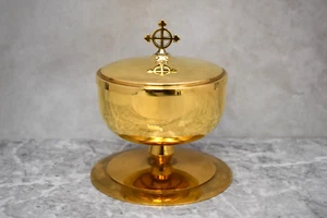 Gebrauchtes niedriges Ziborium, komplett vergoldet, 5 5/8" HT. (CU2114) Kelch Co. - Bild 1 von 10