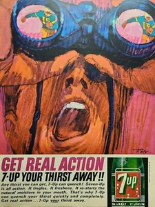 7-Up Soda Pop Fútbol Día del Juego Binoculares Bob Peak Arte Vintage Impresión Anuncio 1963 - Imagen 1 de 4