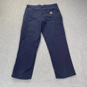 Carhartt Mens Work Pants 36x29 Relaxed Blue Canvas Straight Dungaree Carpenter - Picture 1 of 12