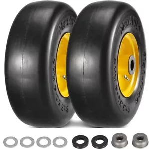 2 Stück 9x3,50-4" Flat Free Rasenmäher Reifen auf Rad Ersatz 3,5" Zentrierte Nabe - Bild 1 von 7