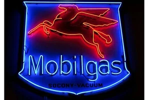 New Mobil Gas Flying Pegasus Neon Sign Lamp HD Vivid Printing Wall Decor 24"x20" - Picture 1 of 6