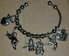 Vintage Religious Angels and Hearts Christian Charm Bracelet 