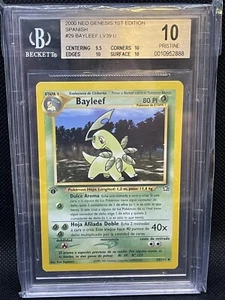 ESP Spanish 1st Edition Neo Genesis Bayleef PRISTINE Beckett 10 - Picture 1 of 2