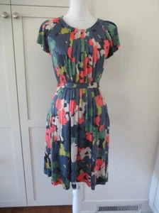 BODEN Limited Edition Blue Floral Pleated Silk Viscose Dress Size UK 10 US 6 - Picture 1 of 5