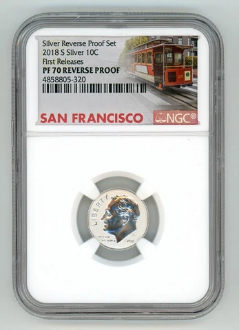 2018 S SILVER ROOSEVELT DIME 10C REVERSE NGC PF 70 FIRST RELEASES  TROLLEY R6 Cover
