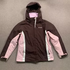 Columbia Jacket Women's Large Pink Brown Interchange Removable Hood Omni Tech - Picture 1 of 24