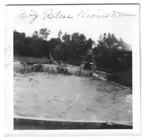 Foto de colección de 1930 Big Blue River Dam Kansas Reece Eureka negro blanco 3,5 x 3,5 - Imagen 1 de 1