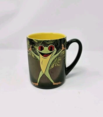 Taza de café Rainforest Café 3D en relieve Cha Cha Frog reptil verde grande  Foto 1 de 4