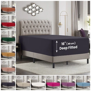 Sábanas de cama elásticas transpirables de bolsillo profundo talla Queen 16"" de fácil cuidado - Imagen 1 de 79