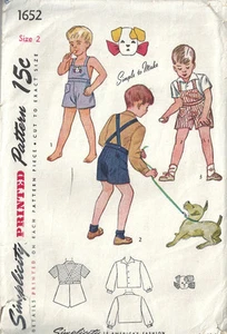 1945 WW2 Childrens Vintage Sewing Pattern S2 C21 BOY'S PLAYSUIT & SHIRT (C25) - Picture 1 of 2