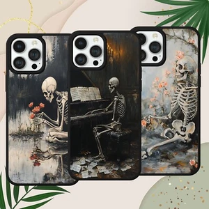 FUNDA DE TELÉFONO ESQUELETO GÓTICO FLORAL PARA IPHONE SAMSUNG GOOGLE PIXEL REGALO DE AMOR - Imagen 1 de 8