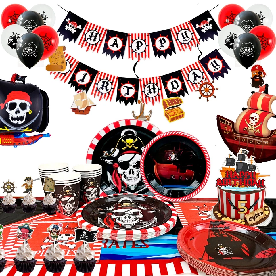 Pirate Birthday Party Supplies Pirate Party Decorations Tableware Balloon Plates - image 1 of 4