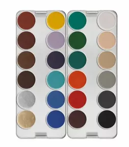 Kryolan Aquacolor - 24 Color 1108K Makeup Palette Kit ECARF Certified NEW - Picture 1 of 1