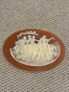 Vintage 50er große arabeske griechische römische Rosetta Streitwagen oval unsetzte Kamee - Bild 1 von 14