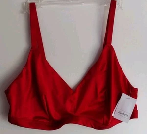 AUDEN GRÖSSE LARGE ROT SATIN HAUT 2-LAGIG UNGEPOLSTERT KABELLOS DREIECK BRALETTE NEU... - Bild 1 von 16