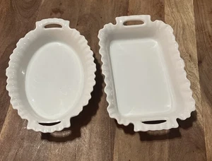 2 Small White Cordon Bleu BIA Casserole Dishes  - Picture 1 of 5