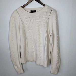 Banana Republic Merinowolle Alpaka Pullover Damen XL Elfenbein Bommeln Shabby Chic - Bild 1 von 10