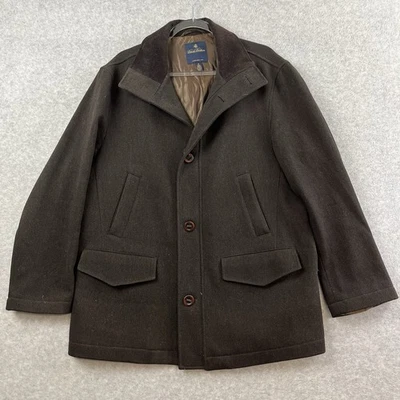 Brooks Brothers Car Coat Mens Medium Dark Brown Wool Blend Made in Italy Long - Image 1 of 4