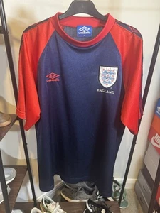 Umbro 90s England Training Football Shirt Mens XL Navy 1998 Genuine VGC - Picture 1 of 9