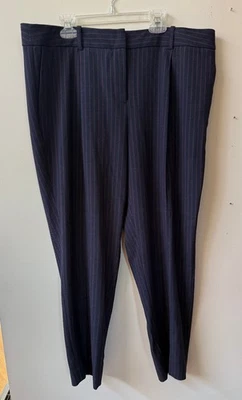 Pantalones Liz Claiborne Azul Marino con Rayas Rosa - Talla 14 Foto 1 de 4