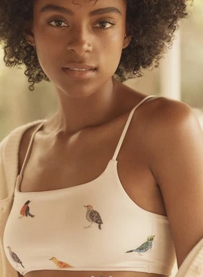 Bralette Anthropologie LyreBird Sin Costuras Cuello Cuadrado Estampado Pájaro S/M, NUEVO Foto 1 de 4