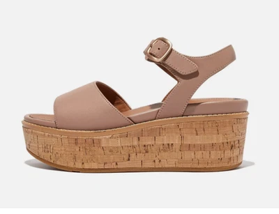 FitFlopTM女式8 Eloise软木裹身皮革后带楔形凉鞋米色 — 第 1/3 张图片