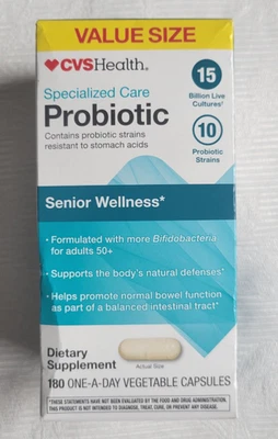 Пробиотик для здоровья пожилых людей CVS, 180 капсул ЦЕННЫЙ РАЗМЕР 05/2027 - Изображение 1 из 2