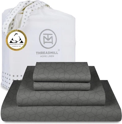   Juego de cuatro piezas, 400 hilos algodón egipcio, gris oscuro, cuatro piezas. Foto 1 de 4