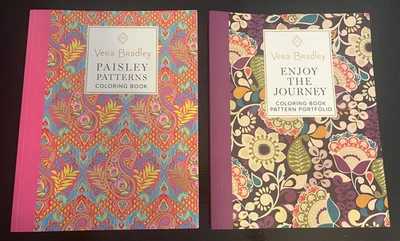 🍒 UNUSED Vera Bradley Coloring Book LOT Paisley Patterns Enjoy the Journey 🍒 Foto 1 de 4