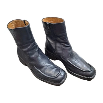 VINTAGE Harold Powell Boots Black Italian Leather Women's Zipper Boots Size 7.5B - Image 1 of 4