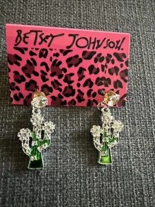 Betsey Johnson Earrings DESERT CACTUS  FLOWER Rhinestone - Bild 1 von 5