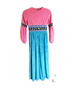 VTG 1960s-70s Hand Made Colorful Butterfly Princess Sleeve Dress, Sm Women/Lg... - Picture 1 of 14