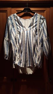 Hippie Bluse, weiß mit Muster, One Size, kaum getragen, Siehe Bild - Bild 1 von 3