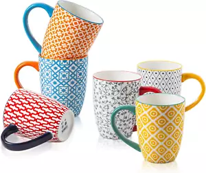 Ceramic Coffee Mugs Set - 16 Oz Large Porcelain Tea Cups with Handle for Women M - Picture 1 of 7
