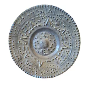 "Piatto in ottone intagliato calendario azteco Maya vintage 11,5"" - Foto 1 di 13