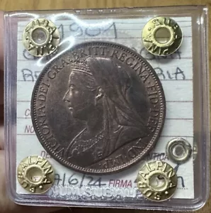 MONETA GRAN BRETAGNA REGINA VITTORIA 1 PENNY 1901 RAME ROSSO sigillata qFDC - Imagen 1 de 3