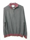 7 For All Mankind 100% Marino Wool 1/4 Zip Sweater Men's Size L Grey