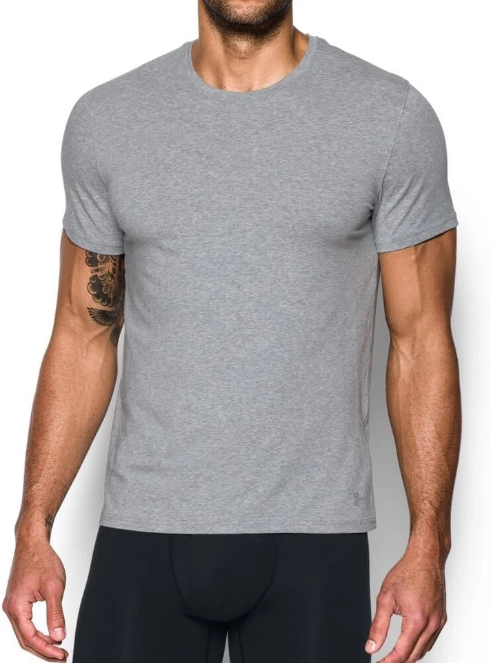 Paquete de 2 camisetas interiores Under Armour para hombre de algodón cargado pequeñas gris jaspeado Foto 1 de 1
