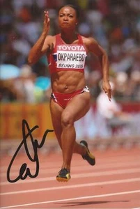 ATLETISMO: FOTO DE ACCIÓN FIRMADA POR EZINNE OKPARAEBO 6x4 + certificado de autenticidad *río 2016* - Imagen 1 de 1