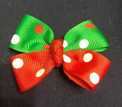 Red And Green Polkadot Christmas 🎄 2") Magic HairBow (s) Non Slip - Image 1 of 3