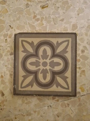 1 Carreau De Ciment Ancien BOCH Freres Beau Décor Floral Au Choix Parmi 25 - Photo 1/4
