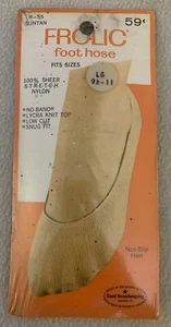 Vintage FROLIC Peds Foot Hose 1960’s Suntan Stretch Nylon NEW IN PACKAGE - Picture 1 of 7