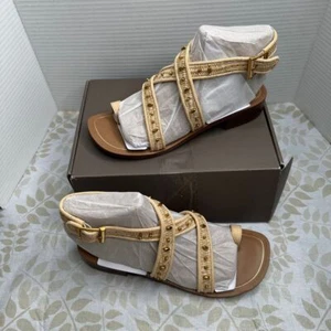 Franco Sarto Ina Leather Toe Loop Ankle Strappy Stacked Heel Sandal Size 8.5 - Picture 1 of 5