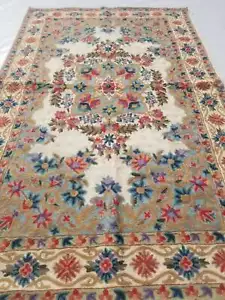 More details for vintage hand woven traditional kashmiri multicolor kilim rug carpet 4.11x3.1ft